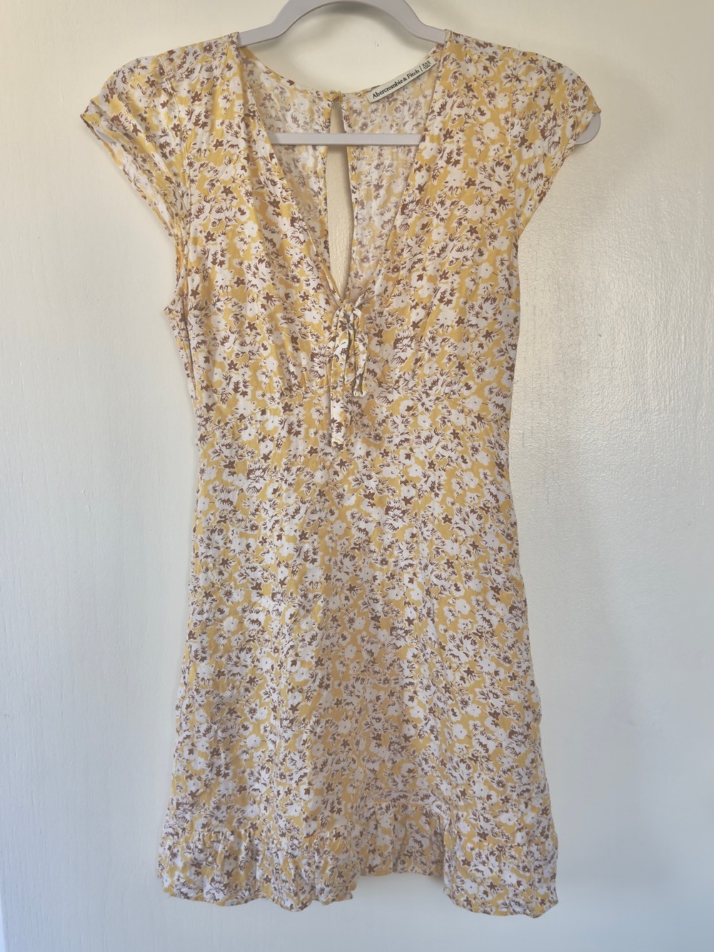 Abercrombie & Fitch Yellow Floral Tie-Front Mini Dress